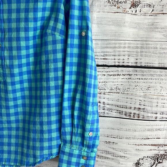 Vineyard vines Shirt Womens Size 2 pop over roll up sleeves gingham Cotton - Picture 4 of 9